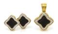 A Set of 18 Karat Yellow Gold Black Onyx and Diamond Quatrefoil Jewelry David Yurman