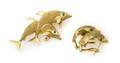 A Group of 14K Yellow Gold and Emerald Dolphin Jewelry