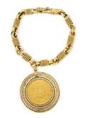 A 14 Karat Yellow Gold Bracelet and US 10 Gold Coin Pendant