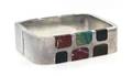 A Sterling Silver and Inlaid Stone Bracelet Taxco