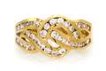 A 14 Karat Yellow Gold and Diamond Knot Motif Ring