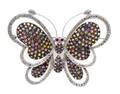 A White Gold Diamond and Multi Color Sapphire Butterfly Brooch