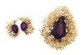 A Set of 14 Karat Yellow Gold Amethyst and Diamond Jewelry