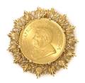 A 14 Karat Yellow Gold and 1 Ounce South Africa Krugerrand Gold Coin PendantBrooch