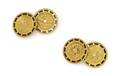 A Pair of 14 Karat Yellow Gold and Enamel Cufflinks