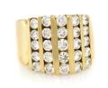 A 14 Karat Yellow and Diamond Multi Row Diamond Band