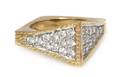 An 18 Karat Yellow Gold and Diamond Square Band