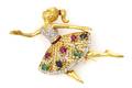 An 18 Karat Yellow Gold Diamond Ruby Emerald and Sapphire Ballerina Brooch