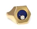 A 14 Karat Yellow Gold Lapis Lazuli and Diamond Articulated Ring