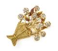 A Yellow Gold and Diamond Basket Brooch