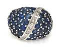 A 14 Karat White Gold Diamond and Sapphire Cluster Ring