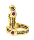 A Pair of 18 Karat Gold and Ruby Hoop Earrings