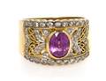 An 18 Karat Yellow Gold Pink Sapphire and Diamond Ring Le Vian