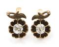 A Pair of Edwardian Rose Gold and Diamond Earrings