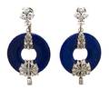 A Pair of Platinum Diamond and Lapis Lazuli Earrings