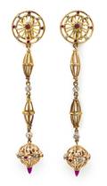 A Pair of 18 Karat Yellow Gold Synthetic Ruby and Diamond Earclips