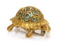 An 18 Karat Yellow Gold and Turquoise Turtle Pin Italian