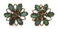 A Pair of 14 Karat Rose Gold and Green Tourmaline Earclips