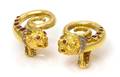 A Pair of 18 Karat Yellow Gold Ruby and Diamond Earclips Lalaounis