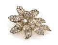 A Victorian Silver Topped Gold and Diamond Tremblant Flower Brooch