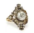 An Early Victorian Silver Topped Yellow Gold and Diamond Ring