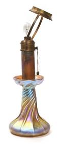A Tiffany Favrile Glass Candlestick Lamp