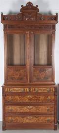 A Victorian Burl Walnut Bookcase