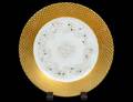SET OF SIX JEWELED PORCELAIN DESSERT PLATES