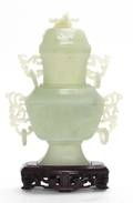 A Carved Jade Lidded Vase