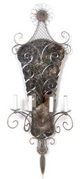 A Parcel Gilt Metal and Mirrored FourLight Wall Sconce