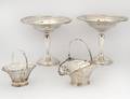 TWO RETICULATED STERLING SILVER BASKETS