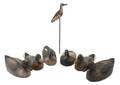 A Collection of Six Carved and Polychrome Decorated Duck Decoys