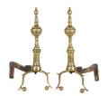 A Pair of Brass Colonial Style Andirons