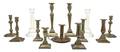 A Collection of Ten Brass Candlesticks