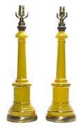 A Pair of Glass Columnar Form Lamps