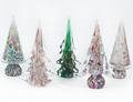 GROUP OF FIVE MURANO GLASS CHRISTMAS TREES