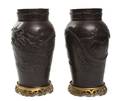 A Pair of Japanese Bronze Vases