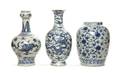 A Group of Three Chinese Blue and White Vases