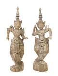 A Pair of Balinese Carved Wood Figures