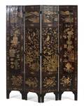 A Chinese Coromandel Four Panel Floor Screen