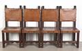 Four Leather and Pine Chairs