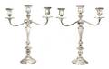 A Pair of American Sterling Silver ThreeLight Candelabra International