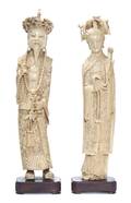 A Pair of Carved Ivory Figures