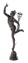 A Continental Cast Metal Figure of Mercury after Giambologna