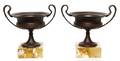 A Pair of Neoclassical Bronze and Sienna Marble Urns
