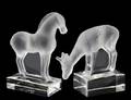 TWO LALIQUE CRYSTAL PAPERWEIGHTS