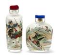 A Group of Two Interior Painted Snuff Bottles
