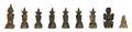 A Group of Nine Southeast Asian Metal Figures