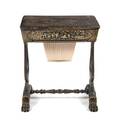 A Chinese Export Lacquered and Parcel Gilt Sewing Table