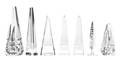 A Collection of Seven Glass Obelisks